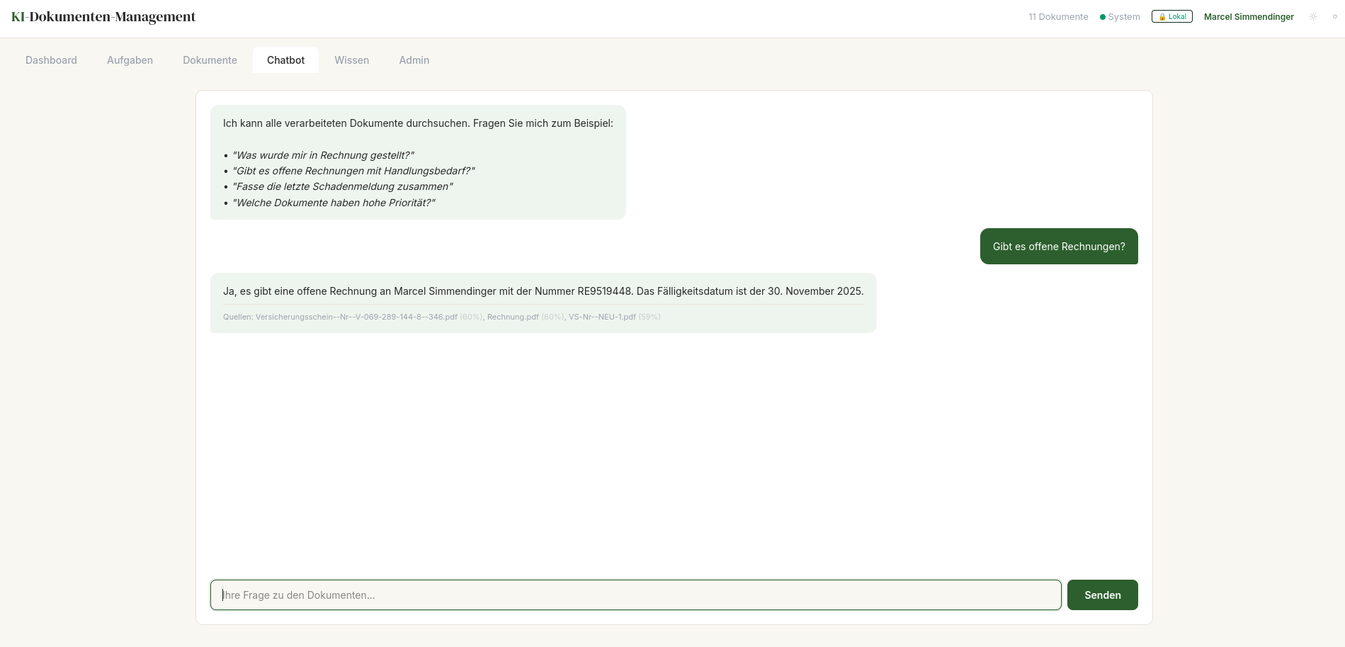 KI-Chatbot für natürliche Fragen
