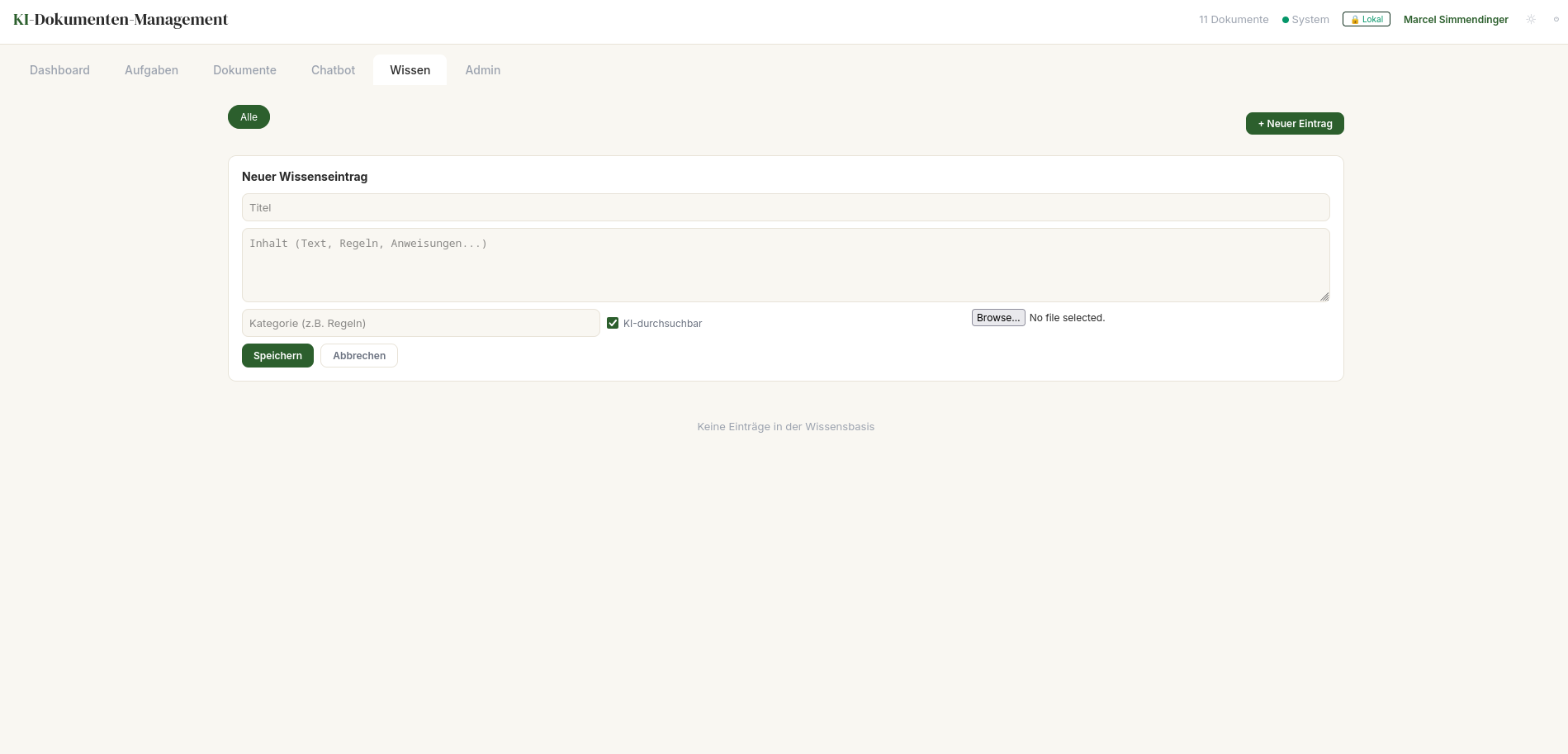 Wissensbasis für Unternehmensregeln