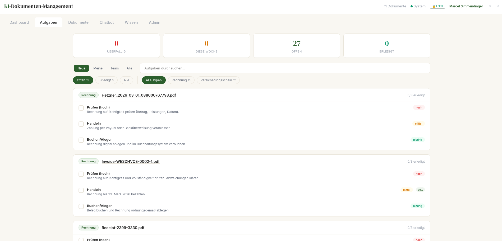 Aufgaben – automatisch erstellte Folgeprozesse